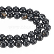 2 Strands Natural Black Agate Bead Strands, Dyed & Heated, Round, Grade A, Black, 6mm, Hole: 1mm, about 63pcs/strand, 14.7 inch(37.5cm)(G-GO0001-08)