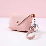 Solid Color Clutch Bag PU Leather Handbag Mini Key Wallet Keychai, with Coin Purse Buckle Purse, Pink, 10x7x4cm(PW-WG40011-01)