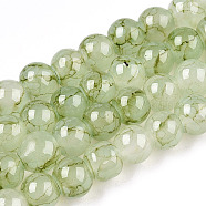 Baking Painted Glass Bead Strands, Imitation White Jade, Round, Dark Sea Green, 6~6.5mm, Hole: 1.2mm, about 144pcsrand, 31.10 inch(79cm), 144pcs/strand(DGLA-N004-6mm-01)