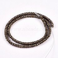 Natural Pyrite Beads Strands, Rondelle, Faceted, 4x3mm, Hole: 1mm, about 130pcs/strand, 15.74 inch(G-L051-4x3mm-01)