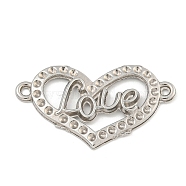 Tarnish Resistant 304 Stainless Steel Connector Rhinestone Settings, Heart with Love, Stainless Steel Color, Fit For 1.2mm Rhinestone, 16.5x29x2mm, Hole: 1.5mm(STAS-I307-571P)