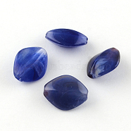 Rhombus Imitation Gemstone Acrylic Beads, Medium Blue, 16.5x13x8mm, Hole: 2mm, about 700pcs/500g(OACR-R037A-02)
