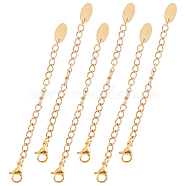 Unicraftale 304 Stainless Steel Chain Extender, with Lobster Claw Clasps and Charms, Oval, Golden, 73mm(STAS-UN0006-51G)