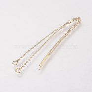 Brass Chain Stud Earring Findings, Ear Threads, Light Gold, 90mm, Pin: 0.5mm(KK-F730-05KCG)