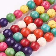 Synthetic Turquoise Beads Strands, Round, Dyed, Mixed Color, 6mm, Hole: 0.4mm, about 69pcs/strand(G-H1009-M)