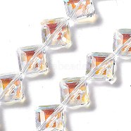Faceted Glass Beads Strands, Clear, Rhombus, 17x17x7mm, Hole: 1.2mm, about 50pcs/strand, 15.75''(40cm)(EGLA-E030-01C)