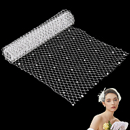 Polyester Big Eye Mesh Organza Veil, with Rhinestone, For Wedding Dress Headdress Accessories, White, 100x21x0.02cm(DIY-WH0453-61B)