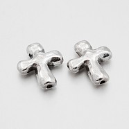 Alloy Beads, Cross, Lead Free, Nickel Free and Cadmium Free, Antique Silver, 14x12.5x4mm, Hole: 2mm(X-PALLOY-A018-AS-NR)