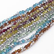 Electroplate Glass Bead Strands, Half Silver Plated, Faceted, Rondelle, Mixed Color, 10x7mm, Hole: 1mm, about 72pcs/strand, 19.8 inch(GR10MMY-M1)