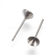 304 Stainless Steel Post Stud Earring Settings, for Pointed Back Xilion Rivoli Rhinestone, Stainless Steel Color, Fit For: 5mm Rhinestone, 14.5x6mm, Pin: 0.6mm(STAS-I097-006D-P)