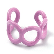 Alloy Enamel Cuff Rings, Open Rings, Round Ring, Pearl Pink, US Size 6(16.5mm)(RJEW-H539-07B)