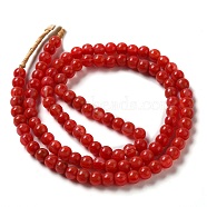 Handmade Nepalese Lampwork Beads, Round, Red, 7~7.5x6~6.5mm, Hole: 1.2mm, about 102~104pcs/strand, 25.59~26.38''(65~67cm)(LAMP-B023-01E)