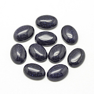 Synthetic Blue Goldstone Cabochons, Dyed, Oval, 14x10x4~5mm(X-G-R415-14x10-34)