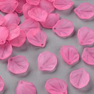 Transparent Frosted Acrylic Pendants, Petaline, Hot Pink, 16x14.5x3mm, Hole: 1.6mm(MACR-S371-02A-704)