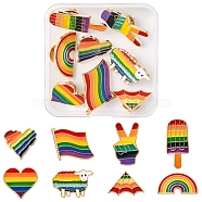 8Pcs 8 Style Rianbow Color Pride Flag Enamel Pins Set, Light Gold Alloy Kite & Heart & Sheep & Ice Sucker Brooches for Backpack Clothes, Mixed Color, 16~37x16~30x2mm, Pin: 1mm, 1Pc/style(JEWB-YW0001-01)