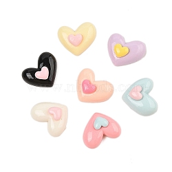 Opaque Resin Cabochons, Mixed Color, Heart, 11x13.5x6mm(CRES-M037-02)