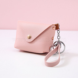 Solid Color Clutch Bag PU Leather Handbag Mini Key Wallet Keychai, with Coin Purse Buckle Purse, Pink, 10x7x4cm(PW-WG40011-01)