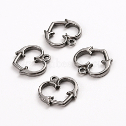 Tarnish Resistant 304 Stainless Steel Toggle Clasps Parts, Heart, Stainless Steel Color, 15x15.5x2mm, Hole: 1.6mm(STAS-D142-06B-P)