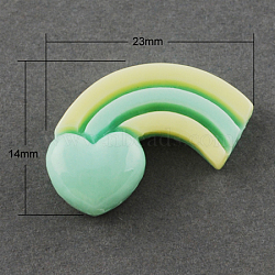 Resin Cabochons,  Rainbow, Light Green, 23x14x5mm(CRES-S072-05)