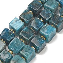 Natural Apatite Beads Strands, Cube, with Seed Beads, 7~8.5x7~8.5x7~8.5mm, Hole: 0.8~1.2mm, about 39pcs/strand, 15.08~15.35''(38.3~39cm)(G-G053-B18-04)