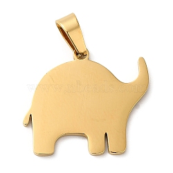 Ion Plating(IP) 304 Stainless Steel Pendants, Stamping Blank Tag, Elephant Charm, Golden, 22x25x1mm, Hole: 6.5x4mm(STAS-C079-13G)