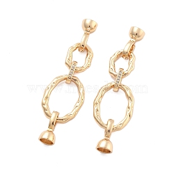 Brass Micro Pave Clear Cubic Zirconia Fold Over Clasps, Oval, Real 18K Gold Plated, 60mm(KK-B125-10G)