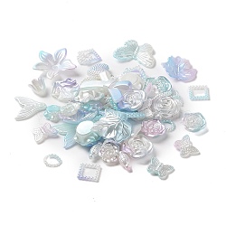 DIY Baroque Jewelry Making Finding Kit, Including Gradient Acrylic Charms and Beads, Mixed Shapes, Light Blue, 8.5~34.5x8.5~34.5x2~10mm, Hole: 1.4~2.7mm, 1086pcs/500g(DIY-B073-04F)