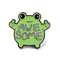 Cartoon Frog Alloy Enamel Brooch, Awe Some Animal Enamel Pins for Backpack Clothes, Lime Green, 26x30x1.8mm(JEWB-S020-04A)