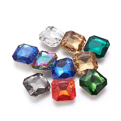 Pointed Back & Back Plated K9 Glass Cabochons, Faceted, Square, Mixed Color, 23x23x8mm(RGLA-F065-03-E)