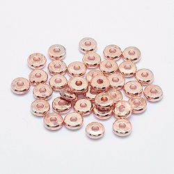 Brass Spacer Beads, Flat Round, Rose Gold, 6x2mm, Hole: 2mm(KK-L106C-01RG)