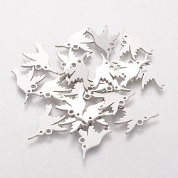 201 Stainless Steel Charms, Hummingbird, Stainless Steel Color, 13.5x16.5x1mm, Hole: 1.5mm(STAS-S105-T129)