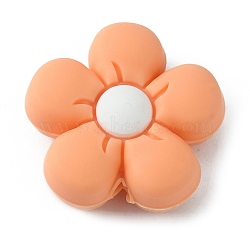 Silicone Beads, DIY Nursing Necklaces and Bracelets Making, Chewing Pendants For Teethers, Flower, Light Salmon, 26x27x10mm, Hole: 2mm(SIL-WH0001-49A)