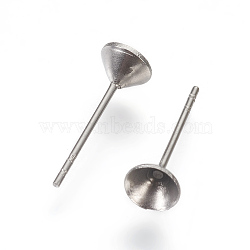 Non-Tarnish 304 Stainless Steel Post Stud Earring Settings, for Pointed Back Xilion Rivoli Rhinestone, Stainless Steel Color, Fit For: 5mm Rhinestone, 14.5x6mm, Pin: 0.6mm(STAS-I097-006D-P)