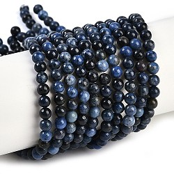 Natural Dumortierite Beads Strands, Round, 4mm, Hole: 0.8mm, about 90pcs/strand, 14.96''(38cm)(G-G167-A06-4MM)