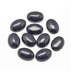 Synthetic Blue Goldstone Cabochons, Dyed, Oval, 14x10x4~5mm(X-G-R415-14x10-34)