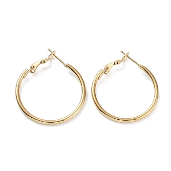 Ring 304 Stainless Steel Hoop Earrings for Women Men, Golden, 12 Gauge, 35x2mm, Pin: 0.6mm