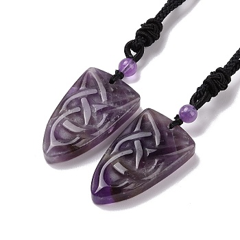Natural Amethyst Sailor's Knot Pendant Necklace with Nylon Cord for Women, 36.22 inch(92cm)