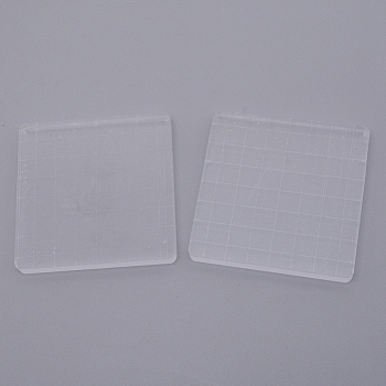 Acrylic Chassis, for Stamp, Square, Clear, 75x75x8mm