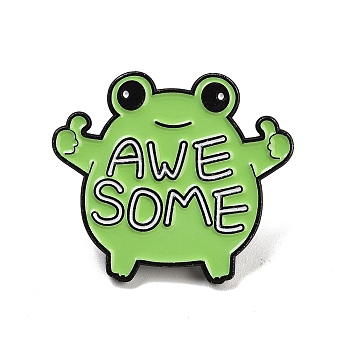 Cartoon Frog Alloy Enamel Brooch, Awe Some Animal Enamel Pins for Backpack Clothes, Lime Green, 26x30x1.8mm