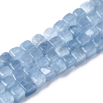 Dyed Natural White Jade Beads Strands, Cube, Light Steel Blue, 7~8x7~8x7~8mm, Hole: 0.9mm, about 45~49pcs/strand, 13.39~14.57 inch(34~37cm)