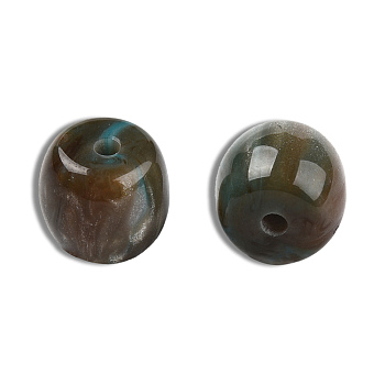 Resin Beads, Imitation Gemstone, Barrel, Light Sea Green, 8x7mm, Hole: 1.6mm
