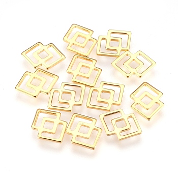 304 Stainless Steel Filigree Joiners Links, Double Rhombus, Golden, 16x11.5x1mm, Hole: 2.5mm