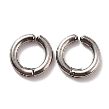 304 Stainless Steel Clip-on Earrings, Hypoallergenic Earrings, Ring, Stainless Steel Color, 16x3mm