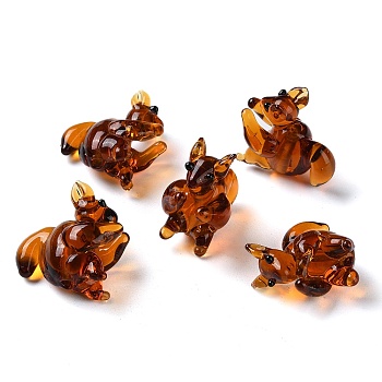 Handmade Lampwork Beads Strands, Squirrel, 22~23.5x13x21.5~22.5mm, Hole: 1.5mm, about 30pcs/strand, 17.72''(45cm)
