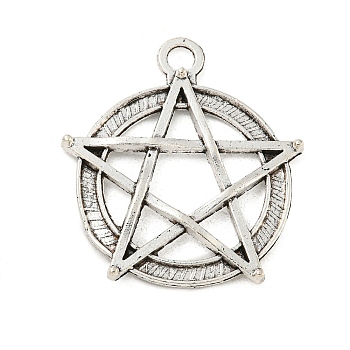 Tibetan Style Zinc Alloy Pentagram Pendants, for Jewish, Star Charm, Lead Free & Cadmium Free, Antique Silver, 30.5x27x2.5mm, Hole: 3mm, about 200pcs/500g