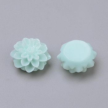 Resin Cabochons, Flower, Pale Turquoise, 15x8mm