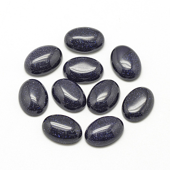Synthetic Blue Goldstone Cabochons, Dyed, Oval, 14x10x4~5mm