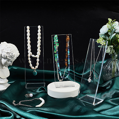 3Pcs 3 Szies Transparent Acrylic Necklace Display Stands(NDIS-WH0006-11)-5