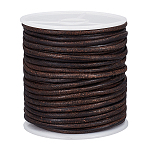 20M Round Cowhide Leather Cord, Jewelry Cord, Jewelry Making Material, Coconut Brown, 3mm, about 21.87 Yards(20m)/Roll(WL-WH0015-01C-03)