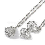 Brass Pendant Necklaces, Iron Rolo Chains, Teardrop, Platinum, 32.56 inch(827mm)(NJEW-G089-12P)